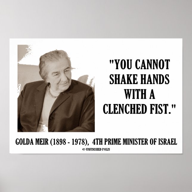 Golda Meir Du kan inte skaka Händer Clenched Fist Poster (Framsidan)