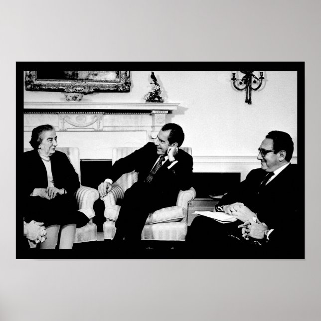 Golda Meir, president Nixon och Henry Kissinger Poster (Framsidan)