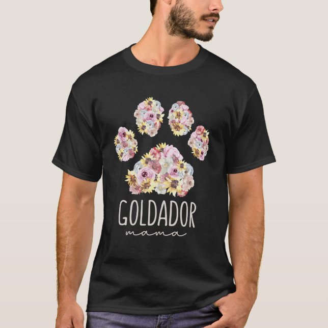 Goldador Mamma Blommigt Tass Hund Mamma T Shirt (Framsida)