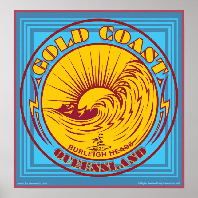 GOLDCOAST, VICTORIA, AUSTRALIA, SURFING POSTER (Framsidan)