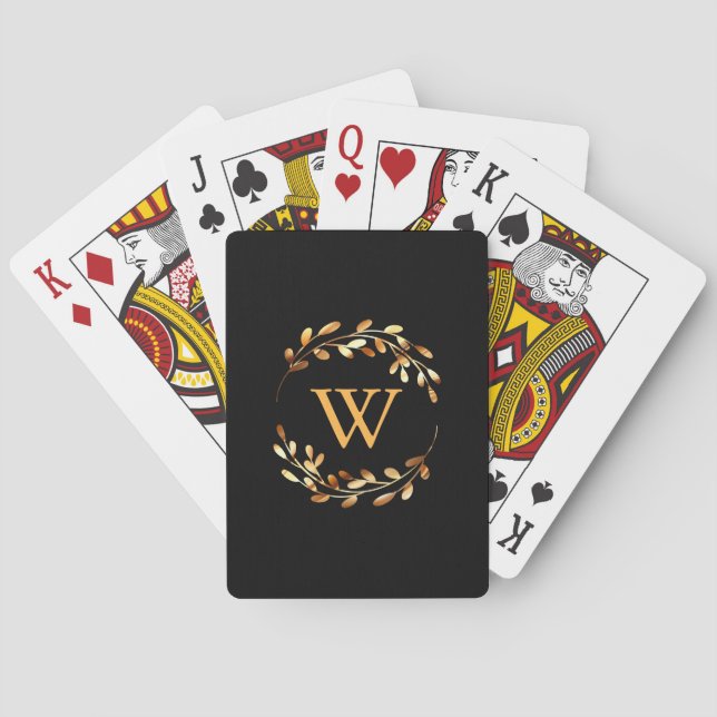 Goldel Blommigt Monogram Casinokort (Baksidan)