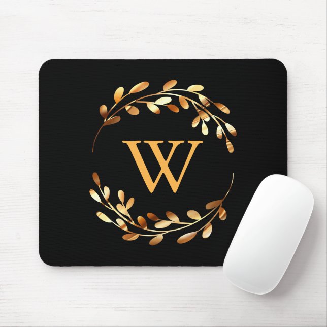 Goldel Blommigt Monogram Musmatta (Med mus)