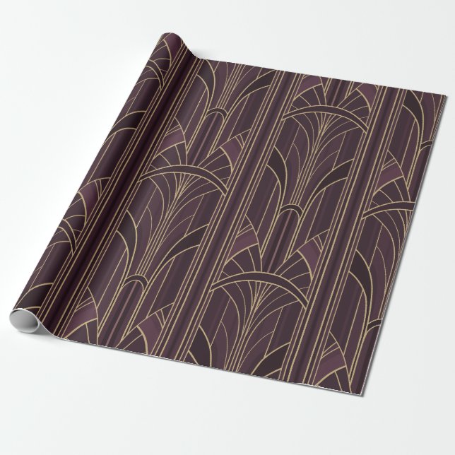 Golden20:s Art Deco - Lila Lilac Presentpapper (Utrullad)