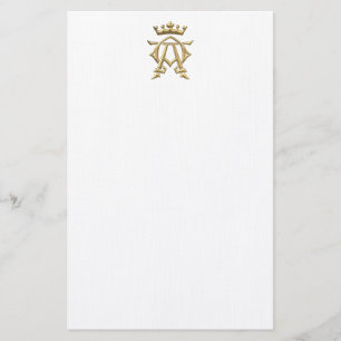 Golden "3-D" alfa- och Omega w/Krona-symbol Brevpapper