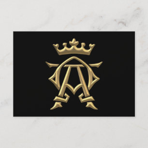 Golden "3-D" alfa- och Omega w/Krona-symbol OSA Kort