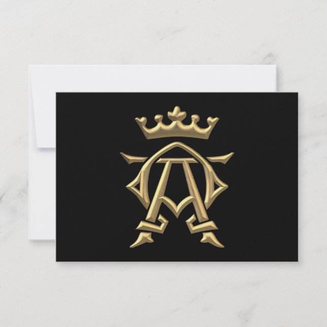 Golden "3-D" alfa- och Omega w/Krona-symbol OSA Kort (Framsida)