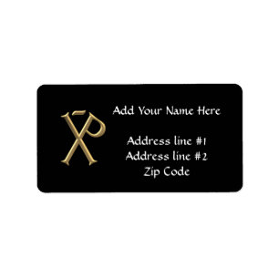 Golden "3-D" Chi-Rho 3 Adressetikett