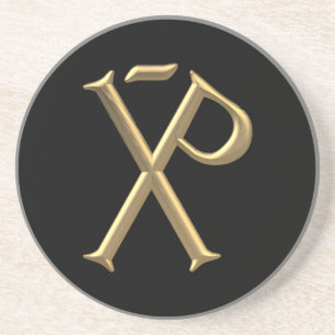 Golden "3-D" Chi-Rho 3 Underlägg Sandsten