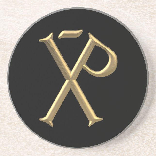 Golden "3-D" Chi-Rho 3 Underlägg Sandsten (Framsidan)