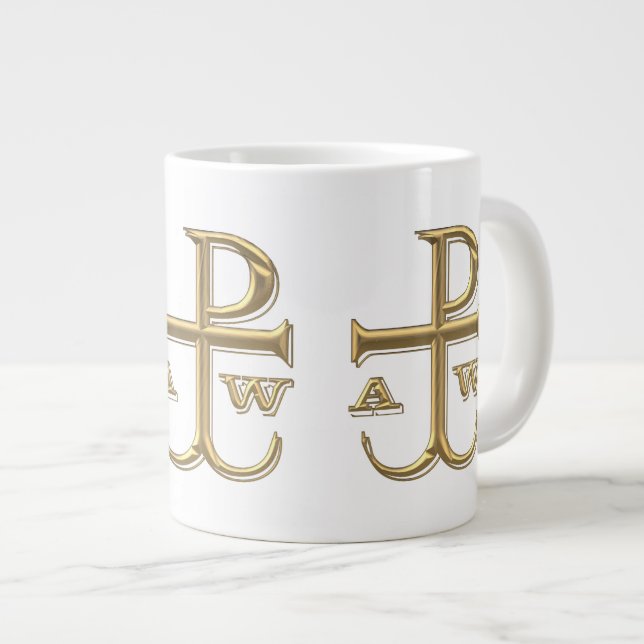 Golden "3-D" Chi-Rho med Anchor Jumbo Mugg (Framsida höger)