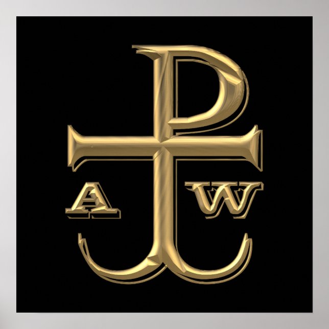 Golden "3-D" Chi-Rho med Anchor Poster (Framsidan)