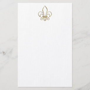 Golden "3-D" Fleur-de-lis Brevpapper