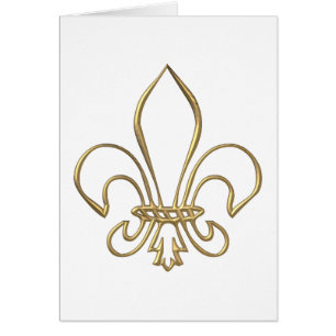 Golden "3-D" Fleur-de-lis Hälsningskort