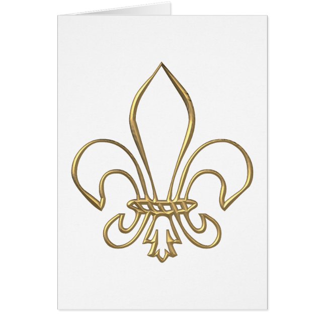 Golden "3-D" Fleur-de-lis Hälsningskort (Framsidan)