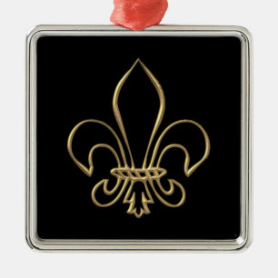 Golden "3-D" Fleur-de-lis Julgransprydnad Metall