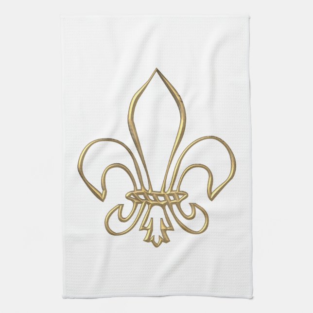 Golden "3-D" Fleur-de-lis Kökshandduk (Vertikal)