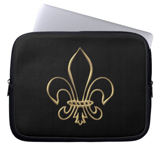 Golden "3-D" Fleur-de-lis Laptop Fodral (Framsidan)