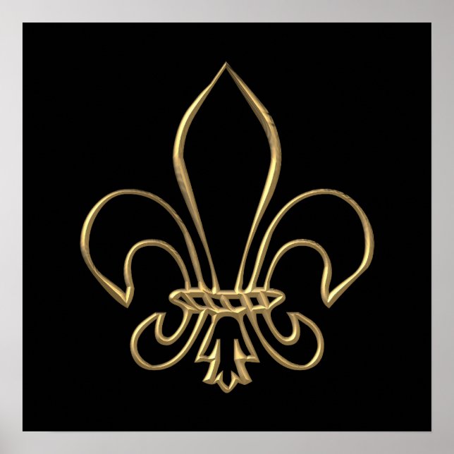 Golden "3-D" Fleur-de-lis Poster (Framsidan)