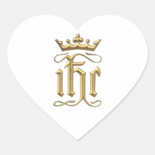 Golden "3-D" IHC med Krona Hjärtformat Klistermärke