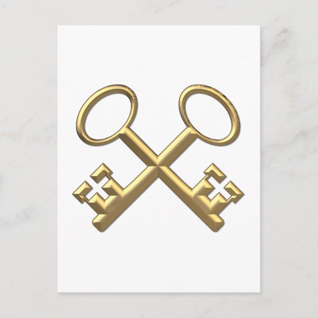 Golden ’3-D’ St. Peter's Nycklar Vykort (Framsida)