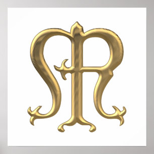 Golden "3-D" Virgin Mary Symbol Poster