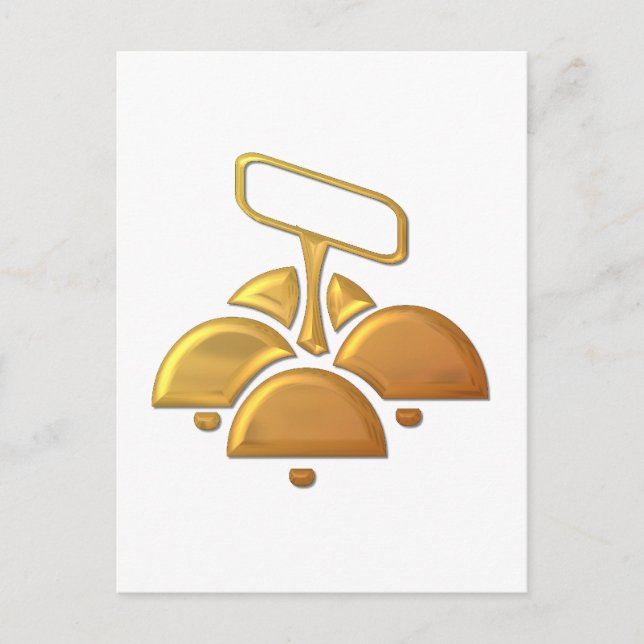 Golden "3D" Church Klockor Vykort (Framsida)