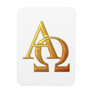 Golden "3D"-symbol för Alfa och Omega Magnet
