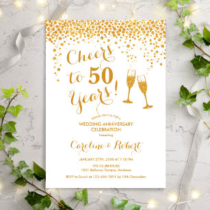 Golden 50-årsdagen - Cheers till 50 år Inbjudningar