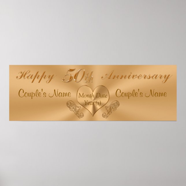 Golden 50-årsjubileum Banner med NAMN och DATE Poster (Framsidan)