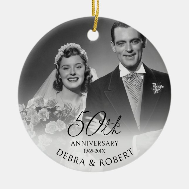 Golden 50-årsjubileum Foto Ornament med QR-kod (Framsidan)