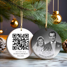 Golden 50-årsjubileum Foto Ornament med QR-kod