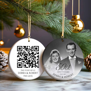 Golden 50-årsjubileum Foto Ornament med QR-kod