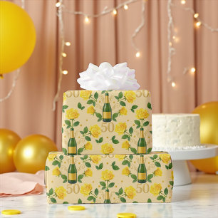 Golden 50-årsjubileum Gul ros Wrapping Pape Presentpapper