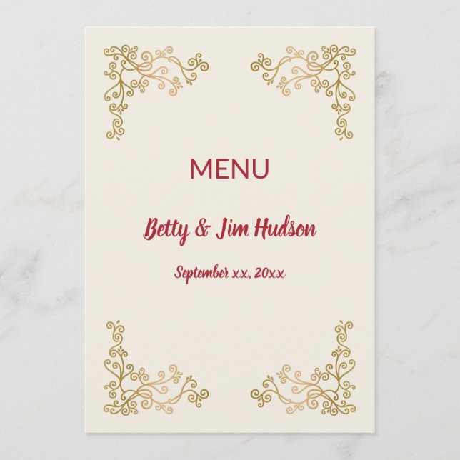 Golden - 50-årsjubileum Mottagningsmeny Meny (Framsida)