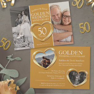 Golden 50:e bröllop-årsdagen av party inbjudningar