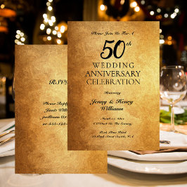 Golden 50:e Bröllop-årsdagen Party Inbjudningar
