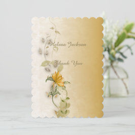Golden 50th birthday thank you card  tack kort