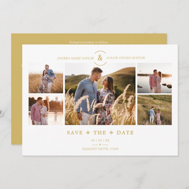 Golden 5-Anpassningsbars foton Minimalist Collage  (Fram/baksida)