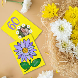 Golden 60:e födelsedag Enkel lila Solros Inbjudningar