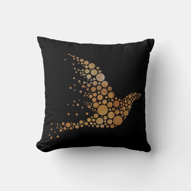 Golden Abstact Bird Pillow 2 Kudde (Framsida)