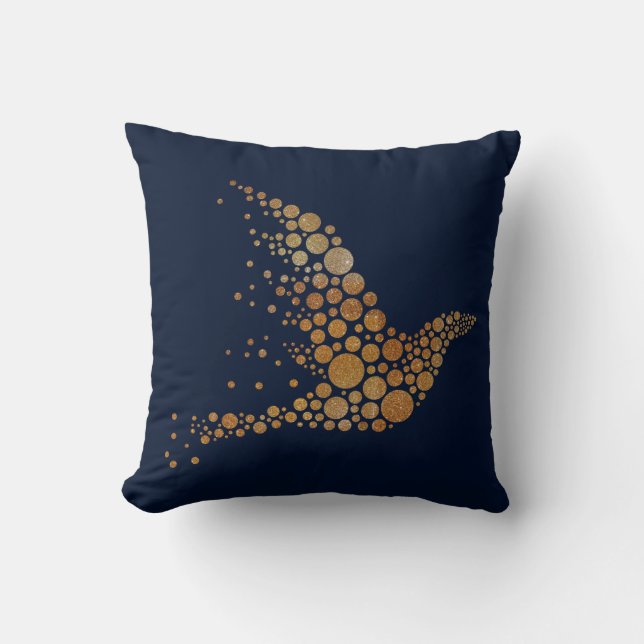 Golden Abstact Bird Pillow Kudde (Framsida)