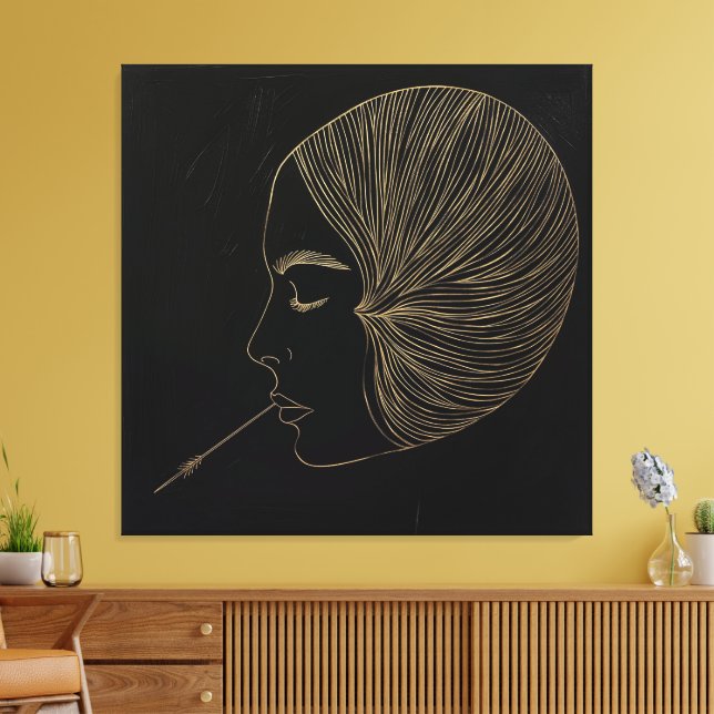 Golden Abstrakt Art-utskrifter Canvastryck (Insitu (Vardagsrum))