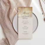 Golden Abstrakt | ELEGANT BRÖLLOP Meny<br><div class="desc">Det här vackra,  moderna menykortet i bröllop har kalligrafi och en elegant neutralt beige-bakgrund,  med abstrakten faux guld som dekorerar överkanten.</div>