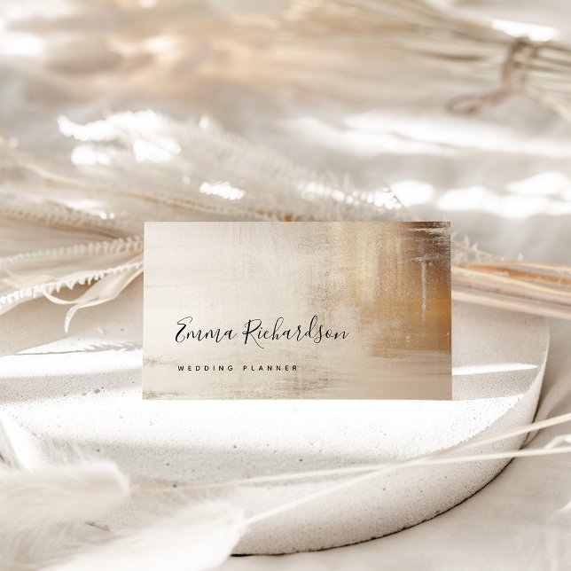 Golden Abstrakt | ELEGANT Visitkort (An elegant, faux gold and neutral abstract business card)