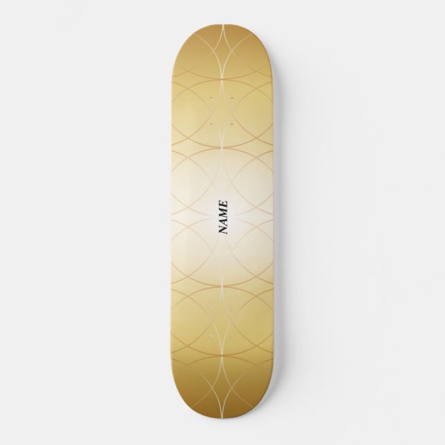 Golden abstrakt linjer mini skateboard bräda 18,5 cm (Framsida)