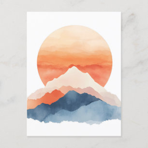 Golden Abstrakt Mountain Peak Sunrise Helg Vykort
