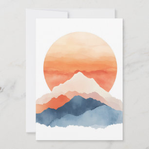 Golden Abstrakt Mountain Peak Sunrise Julkort