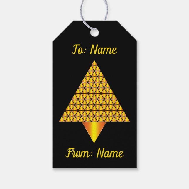 Golden Abstrakt Prismatic Julgran Presentetikett (Framsidan)