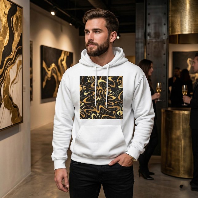 Golden Abstrakt Swirl Mönster Hoodie (Skapare uppladdad)
