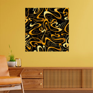 Golden Abstrakt Swirl Mönster Poster
